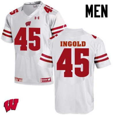 Men's Wisconsin Badgers NCAA #45 Alec Ingold White Authentic Under Armour Stitched College Football Jersey GQ31I07IR